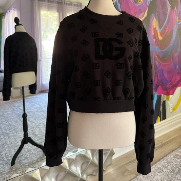 Dolce & Gabbana Jersey SWEATSHIRT with Flocked DG Logo Print - Picture 1 of 3